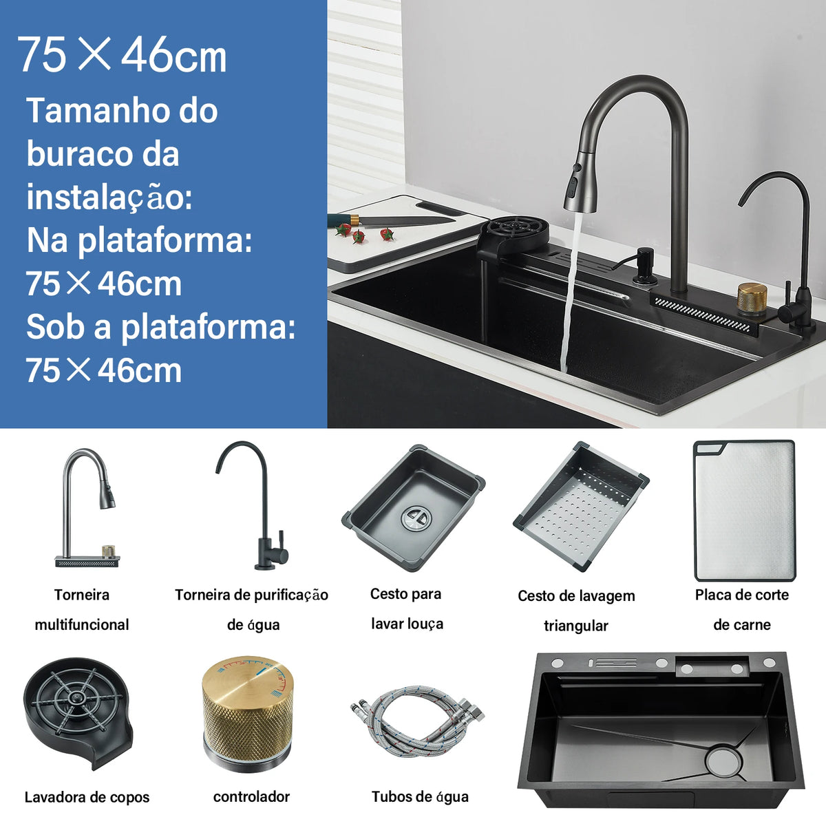 304Stainless Steel Kitchen Sink Faucet Set Rainfall Spout Pull Out Sprayer Pure Tap Cold Hot Water Mixer Multifunctional Kitchen