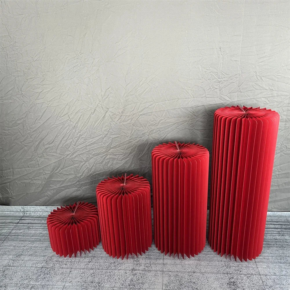 Folding Cylindrical Wedding Backdrop Decor Birthday Party DIY Decoration Ornaments White Folding Dessert Table Stand Baby Shower