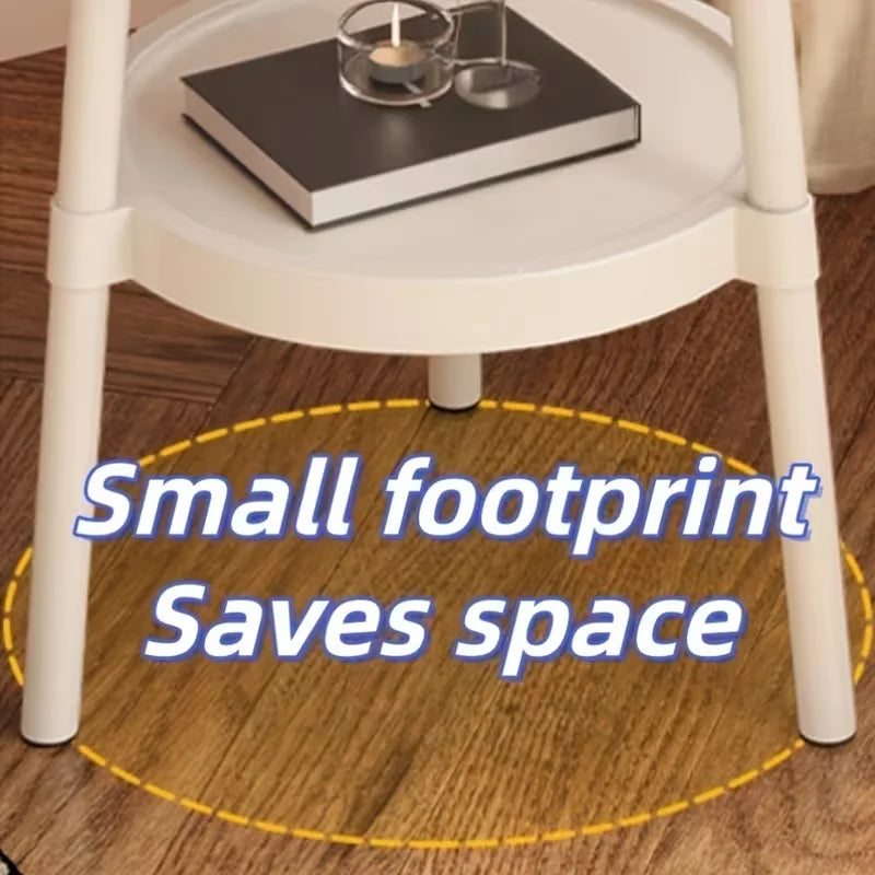 Sofa Side Tables, 2-Tier Open Coffee Table, Portable Round End Table, Decorative Corner Table for Living Room, Balcony, Bedroom