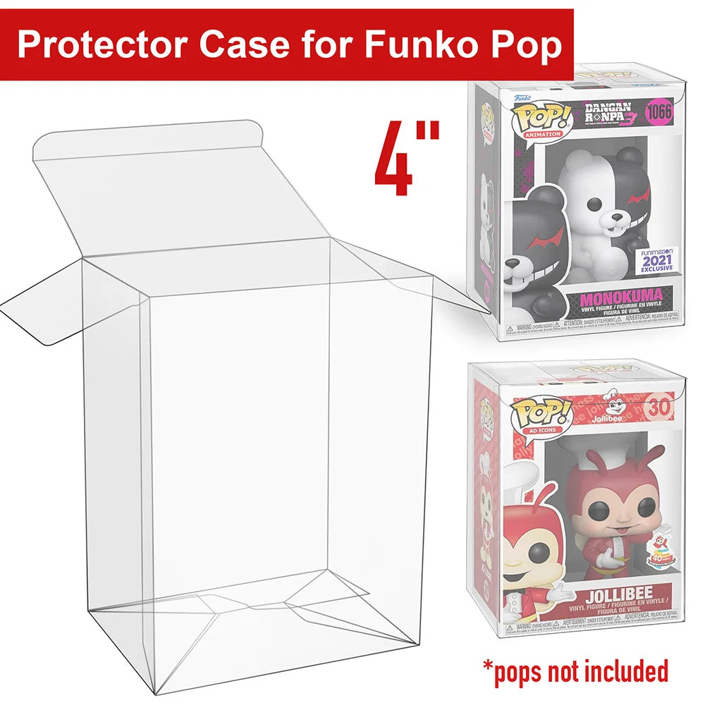 50PCS Clear Protective Box for 4" Funko Pop Vinyl Figures Display Case w/ Locking Tab Protective Film, Home Storage Organization