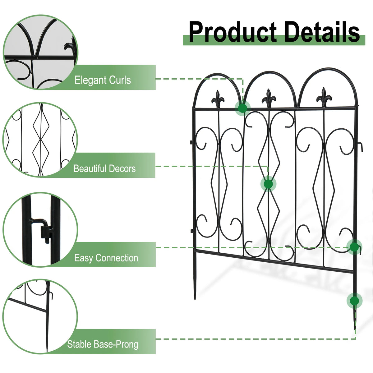 5 Pieces Outdoor Rustproof Metal Garden Border  Fence Landscape Wire Fencing