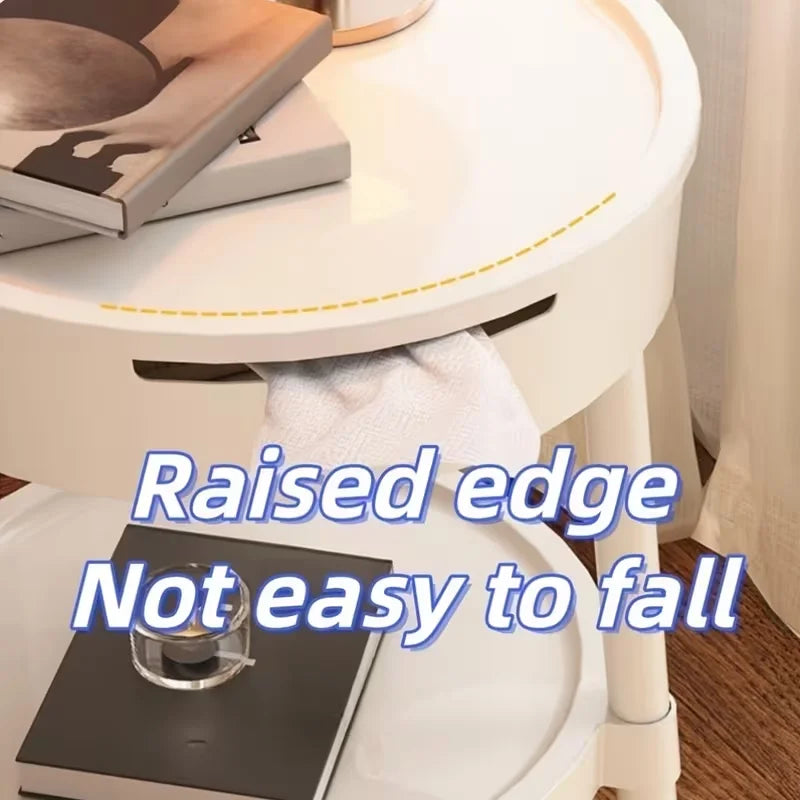 Sofa Side Tables, 2-Tier Open Coffee Table, Portable Round End Table, Decorative Corner Table for Living Room, Balcony, Bedroom