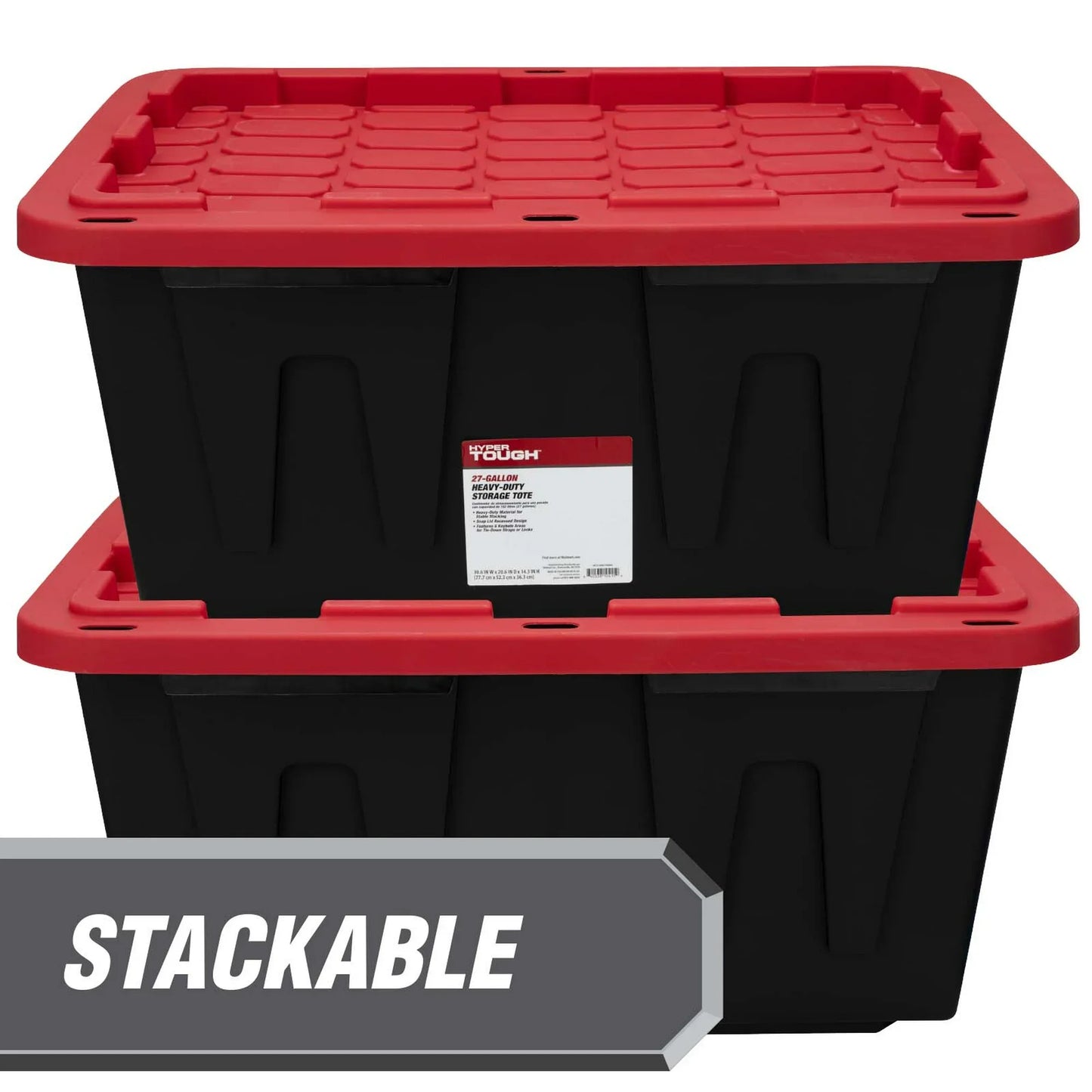 6 Pack 27 Gallon Large Storage Bins with Snap Lid Black And Red Heavy Duty Plastic Storage Containers for Home Organization