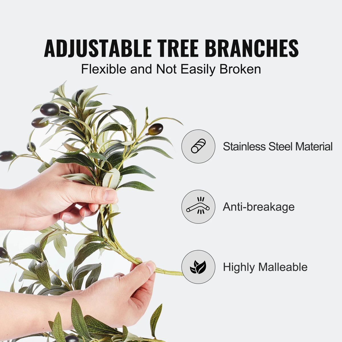 SucceBuy Artificial Olive Tree 4/5/6FT Tall Faux Plant Secure PE Material Anti-Tip Tilt Protection Low-Maintenance Tree for Home