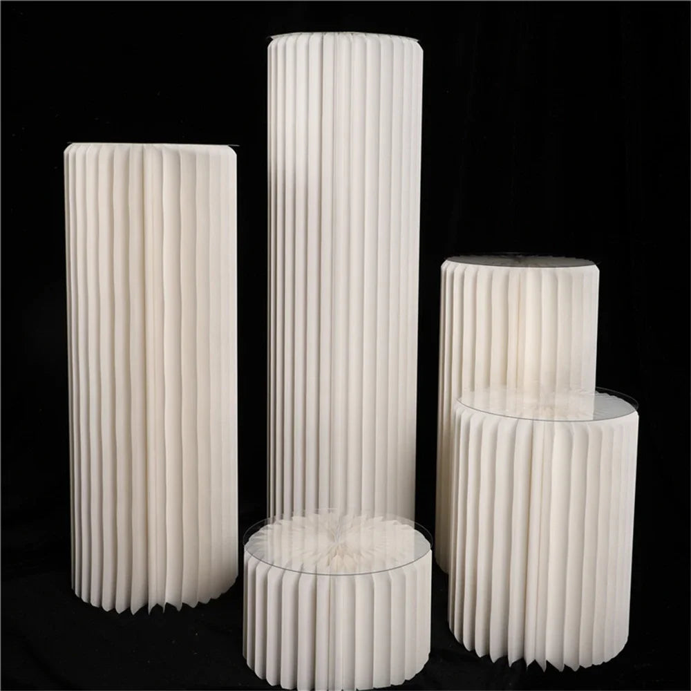 Folding Cylindrical Wedding Backdrop Decor Birthday Party DIY Decoration Ornaments White Folding Dessert Table Stand Baby Shower