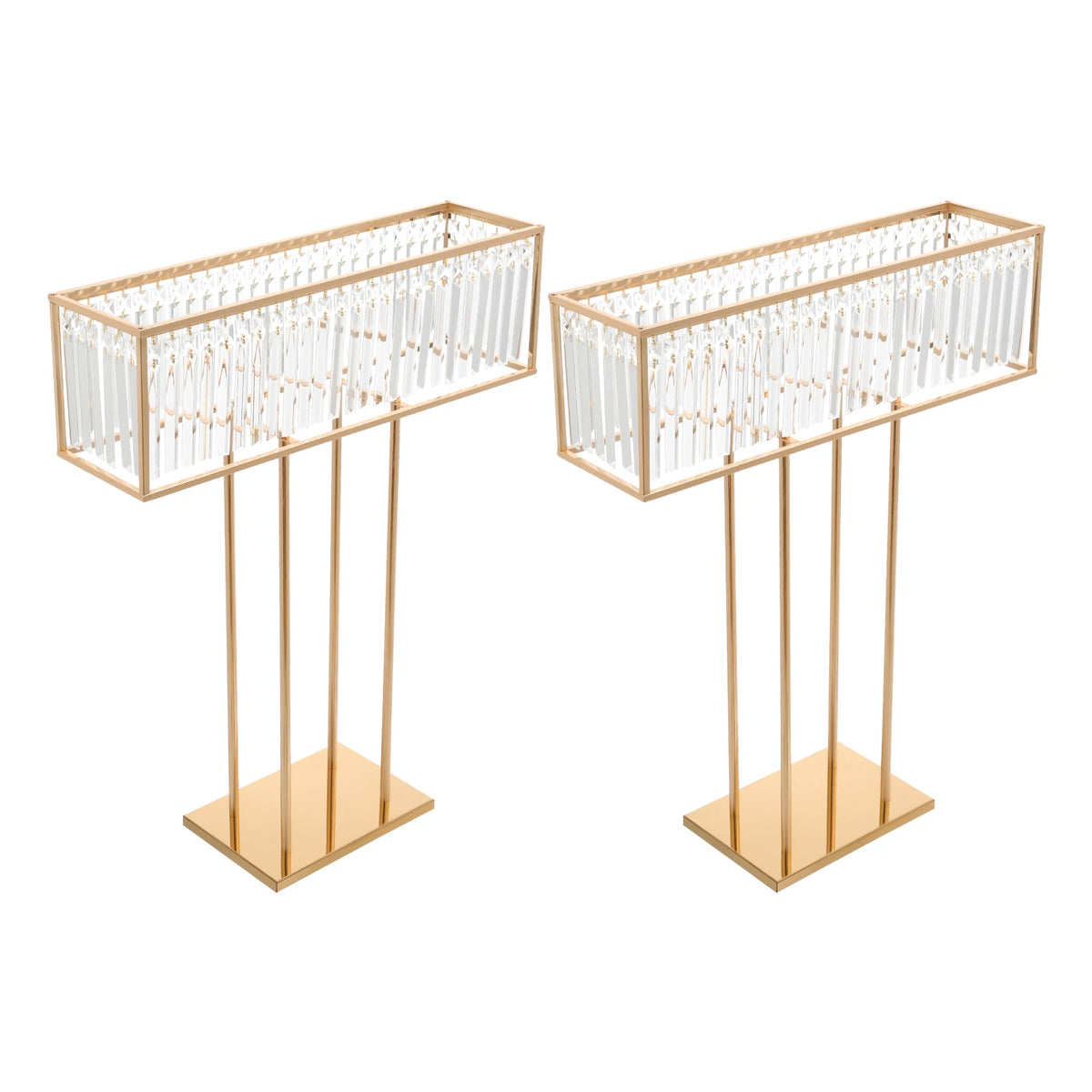 2pcs Tall Golden DIY Iron Frame Crystal Flower Stand for Wedding Centerpiece Luxury Event Sturdy Base Anti-tip Crystal Flower Display Rack Floor Tabletop Flower Holder Banquet Birthday Party Valentine's Day Floral Decor
