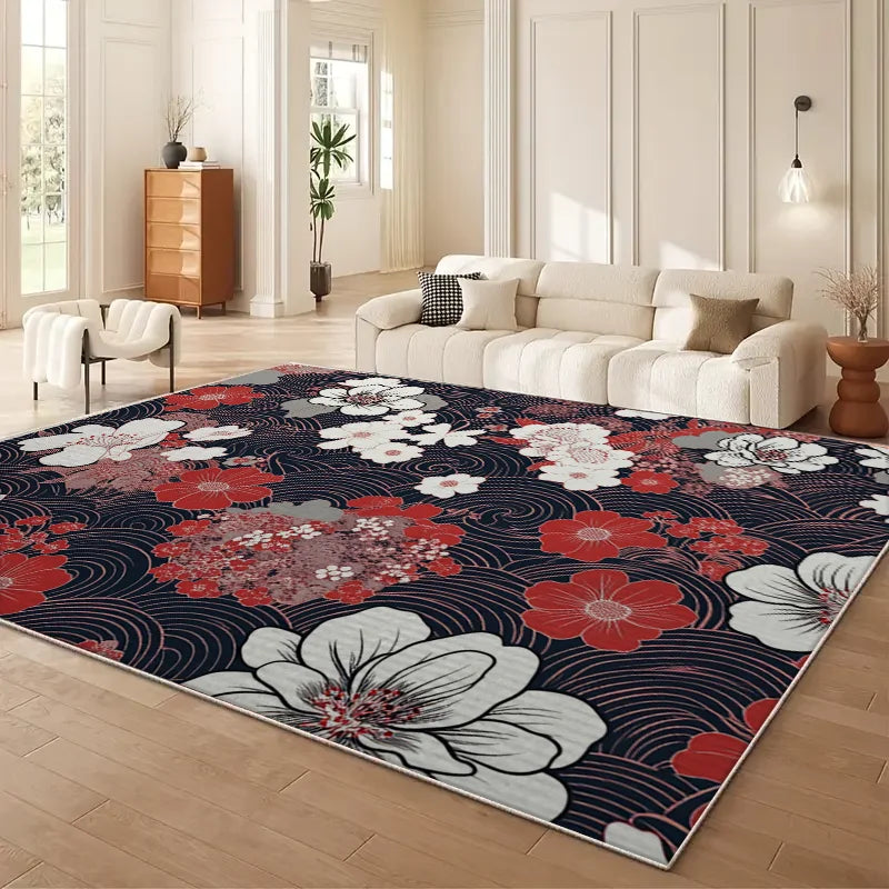 Luxurious New Chinese Style Floral Sofa Area Rug Large Scale Full Coverage Non-Slip Mat Easy to Clean And Maintain Home Use