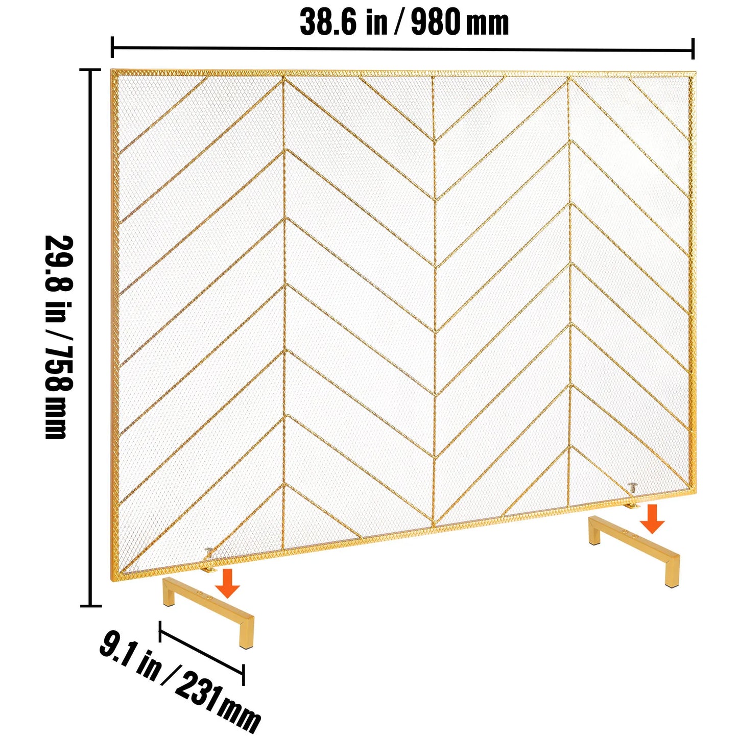 SucceBuy Fireplace Screen 1 Panel with Door Iron 38.98inch(L) x30.7inch(H) Spark Guard Cover For Living Room Home Decor Moder