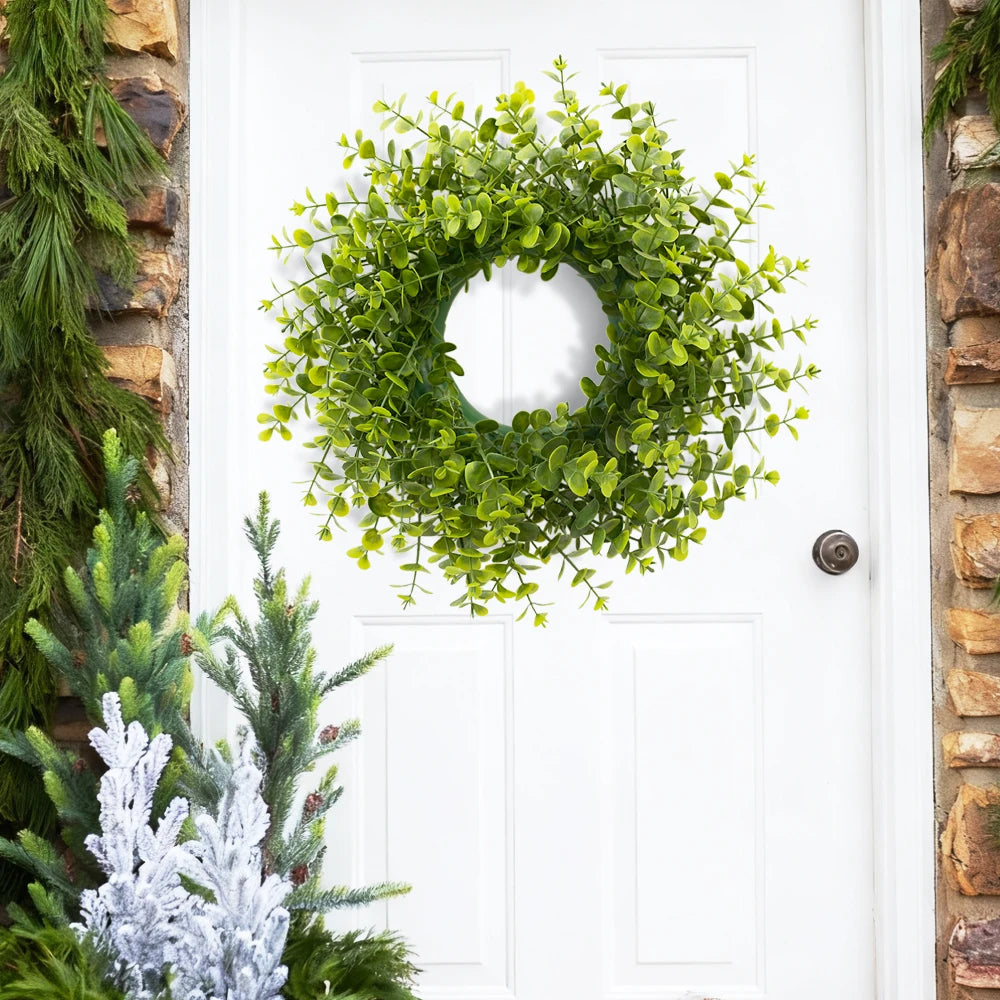 Large Boxwood Wreath for Home Front Door Porch Window Artificial Boxwood Leaves Greenery Outdoor Wreath for Farmhouse Wall Decor
