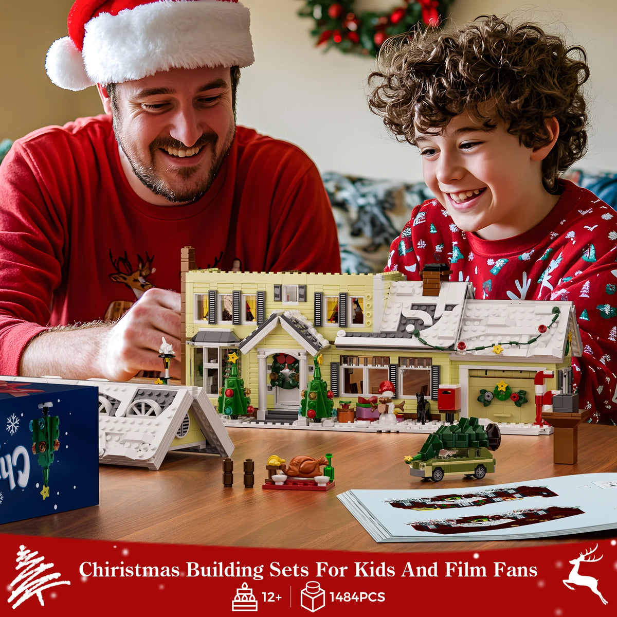 Christmas Snow Village House Building Blocks Architecture Model Home Decoration Room Ornament Winter Festive Holiday Gift for Adults