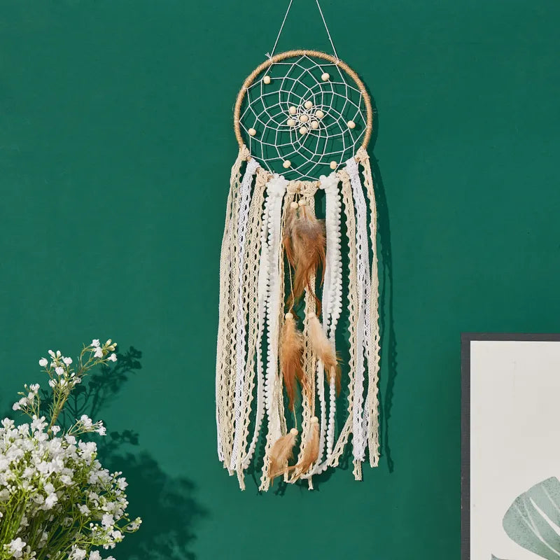 5-piece large Dream Catcher, handcrafted Moon Dream Chaser, Bohemian wall decoration Moon and Sun Sweet Dream Bedside decoration