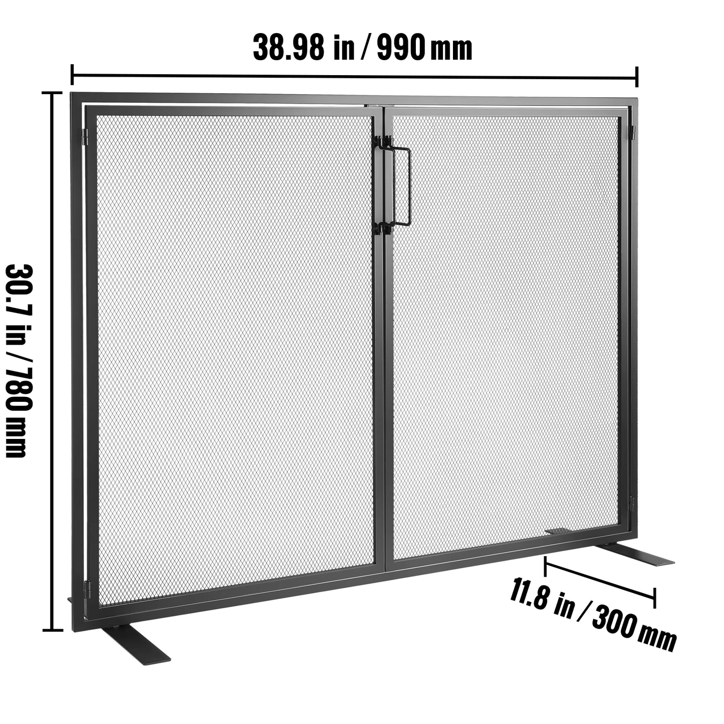 SucceBuy Fireplace Screen 1 Panel with Door Iron 38.98inch(L) x30.7inch(H) Spark Guard Cover For Living Room Home Decor Moder