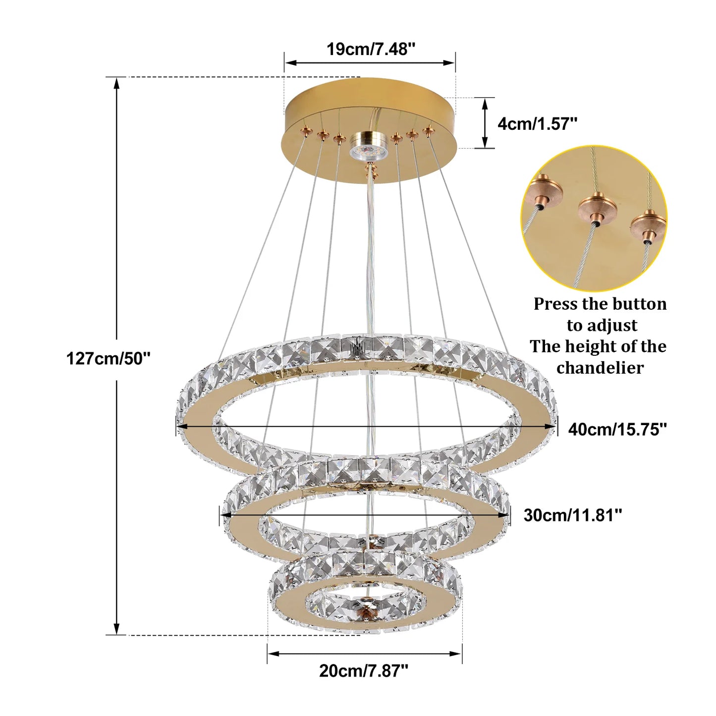 Crystal Pendant Light Living Room Remote Control Gold Chrome Lustre Ceiling Chandeilers Lamp for Bedroom Home Decoration Luminai