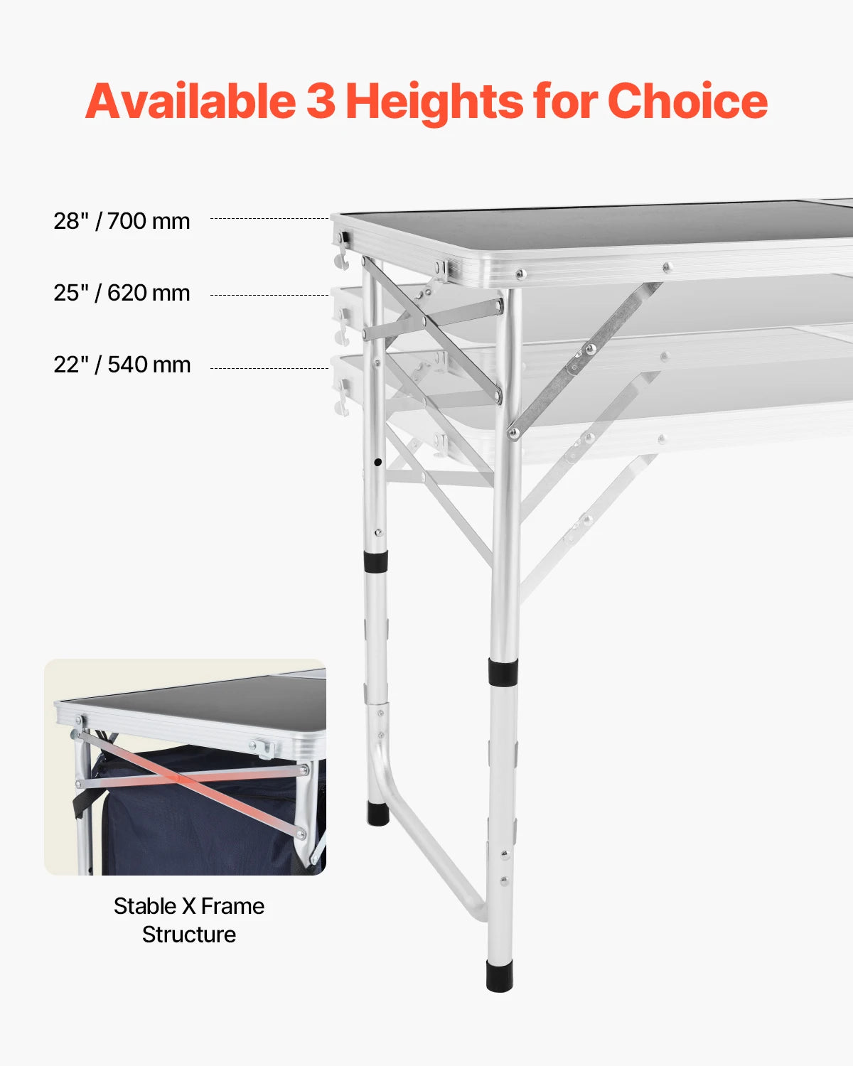 SucceBuy Camping Kitchen Table Folding Outdoor Cooking Table Aluminum Lightweight Portable Cook Station Foldable Camp Table