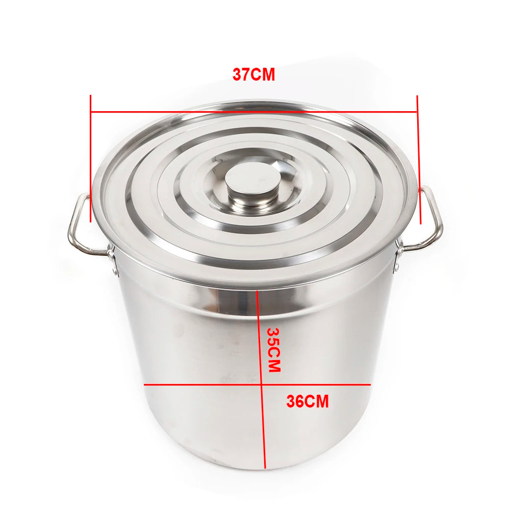 35L Multipurpose Thickened Stainless Steel Cooking Pot Large Capacity Soup Stock Pot with Lid Handle for Home Restaurant
