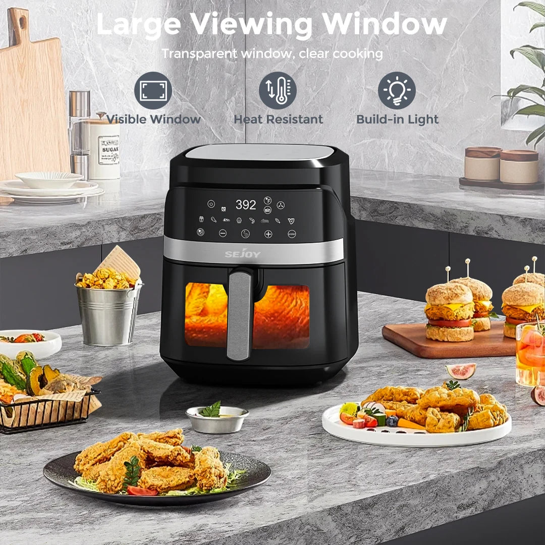 8-in-1 Air Fryer 6 Qt, Premium Ceramic Coating,Precise Heating for Even Results, Air Fry, Roast, Bake, Broil,Frozen, Proof,120V