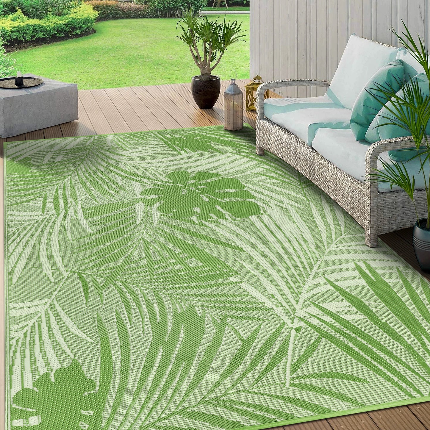 8‘x10' Outdoor Rug Waterproof Recycled Plastic Straw Rug Patio Rug Indoor Outdoor Carpet for Patio Deck Camping RV Beach