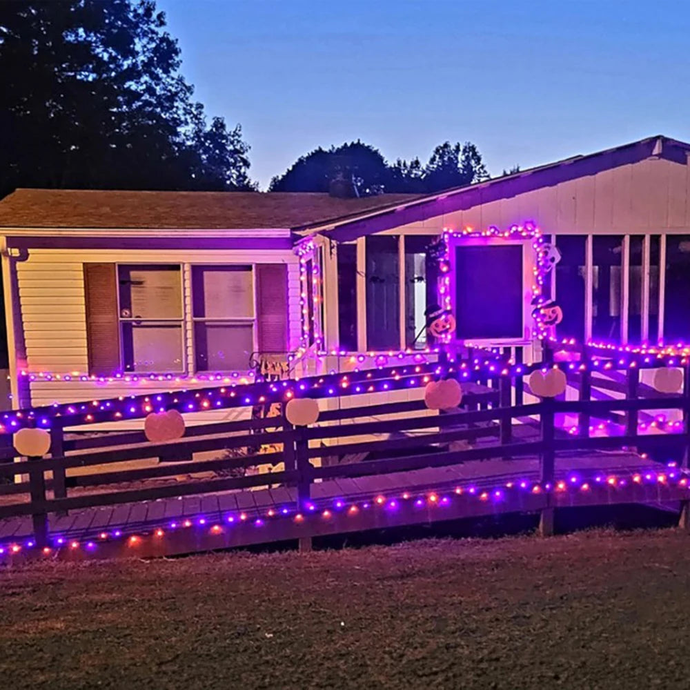 LED Purple Orange Halloween String Lights Fairy Lights Outdoor For Terrace Garden Street Home Christmas New Year Party Decor