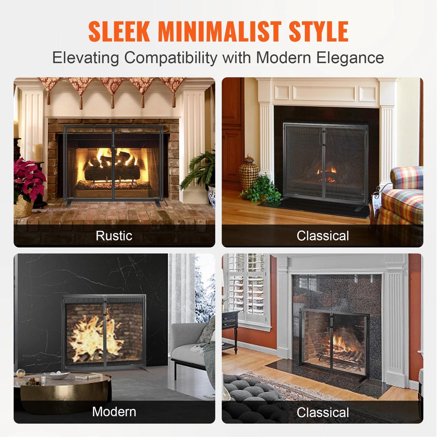 SucceBuy Fireplace Screen 1 Panel with Door Iron 38.98inch(L) x30.7inch(H) Spark Guard Cover For Living Room Home Decor Moder