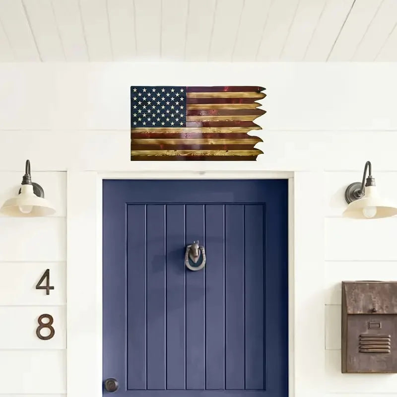 8*15inch American Wavy Flag - Wooden Independence Day Decoration for Home, Restaurant, Bar, Cafe and Garage christmars gifts