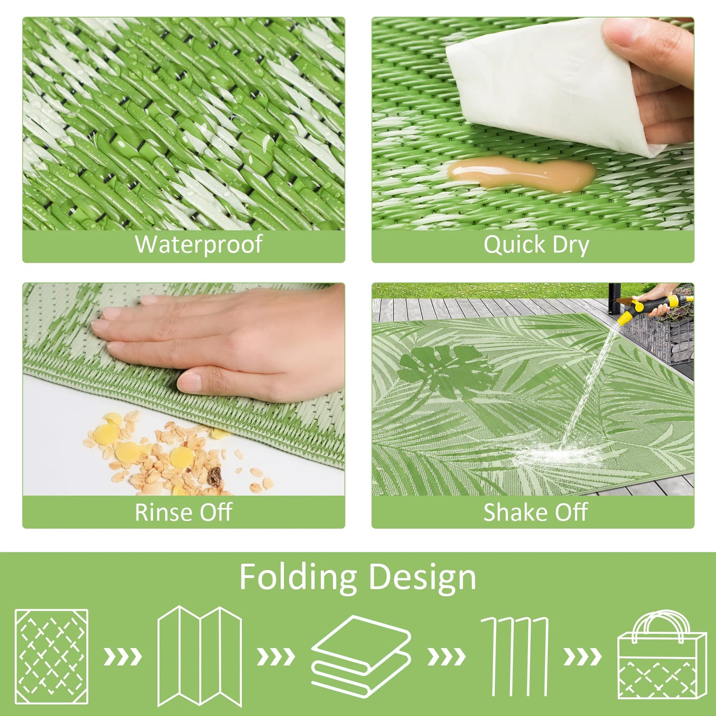 8‘x10' Outdoor Rug Waterproof Recycled Plastic Straw Rug Patio Rug Indoor Outdoor Carpet for Patio Deck Camping RV Beach