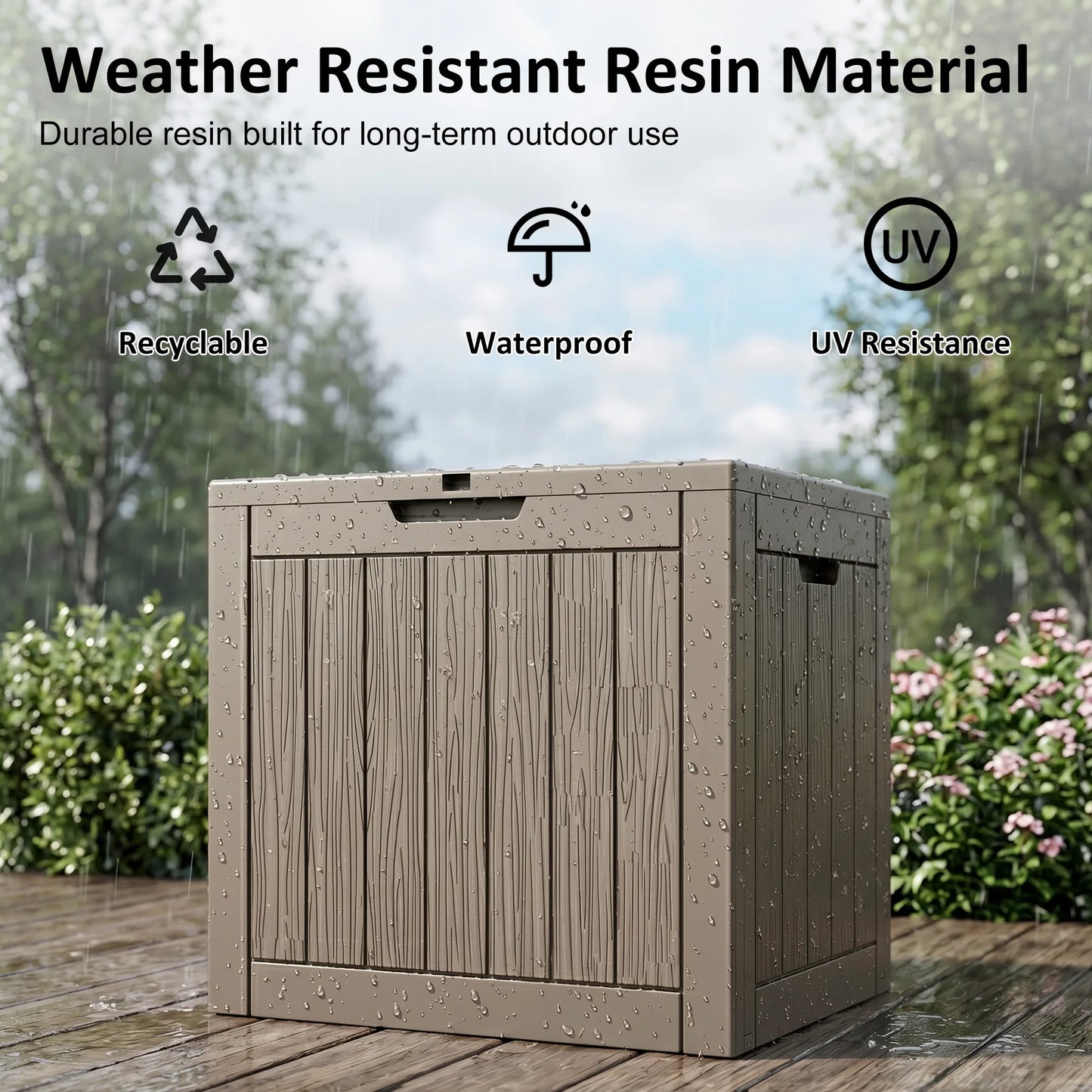 30 Gallon Resin Outdoor Deck Box Waterproof UV Protection Lockable Patio Balcony Storage Box for Garden Tools Pool Toys Cushions Gray