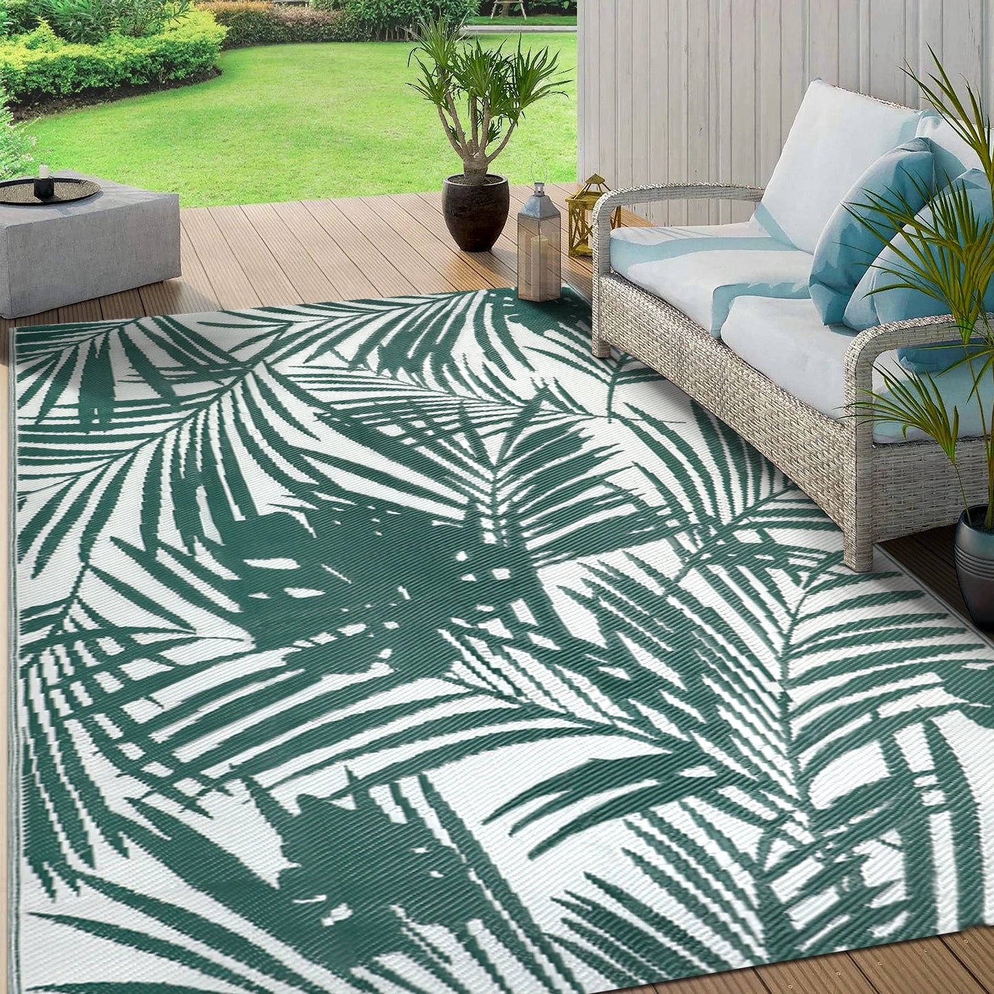 8‘x10' Outdoor Rug Waterproof Recycled Plastic Straw Rug Patio Rug Indoor Outdoor Carpet for Patio Deck Camping RV Beach