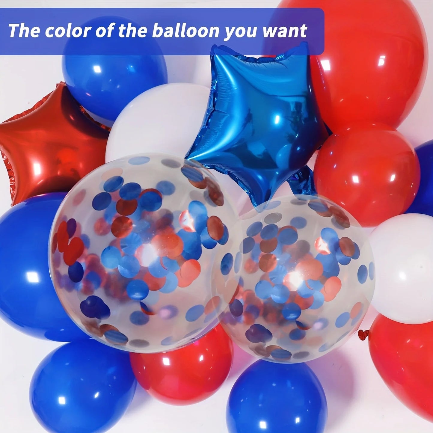 158pcs Red White Blue Patriotic Balloon Arch Kit American Themed Party Supplies Suitable For US Holiday Celebrations Puncture Resistant Not Easy To Break Multi Purpose Game Props Star Aluminum Foil Balloons For July 4th Birth