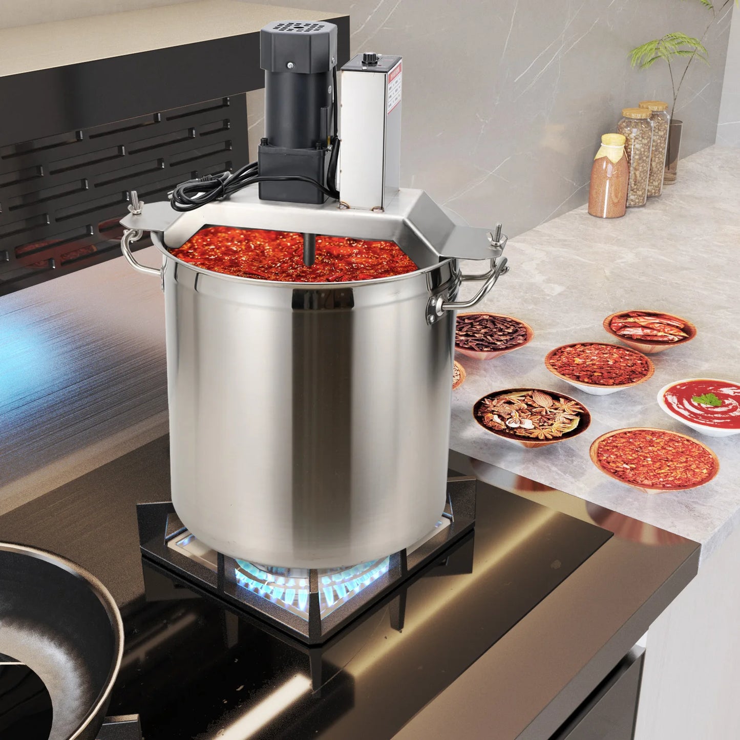 110V 40L Automatic Food Mixer Hot Pot Bottom Soup Sauce Stirrer Frying Machine