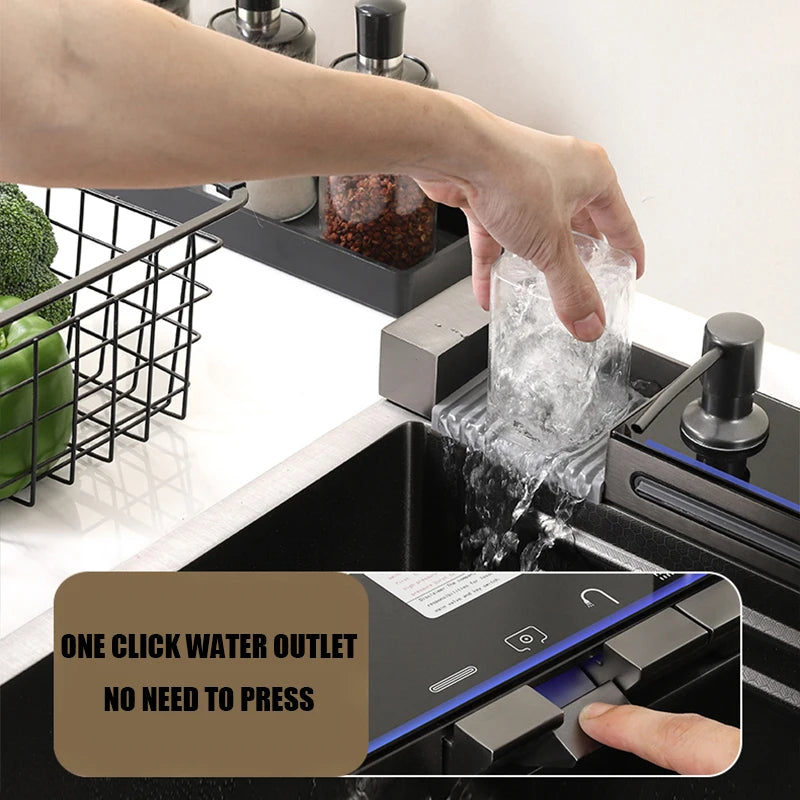 304Stainless Steel Kitchen Sink Faucet Set Rainfall Spout Pull Out Sprayer Pure Tap Cold Hot Water Mixer Multifunctional Kitchen
