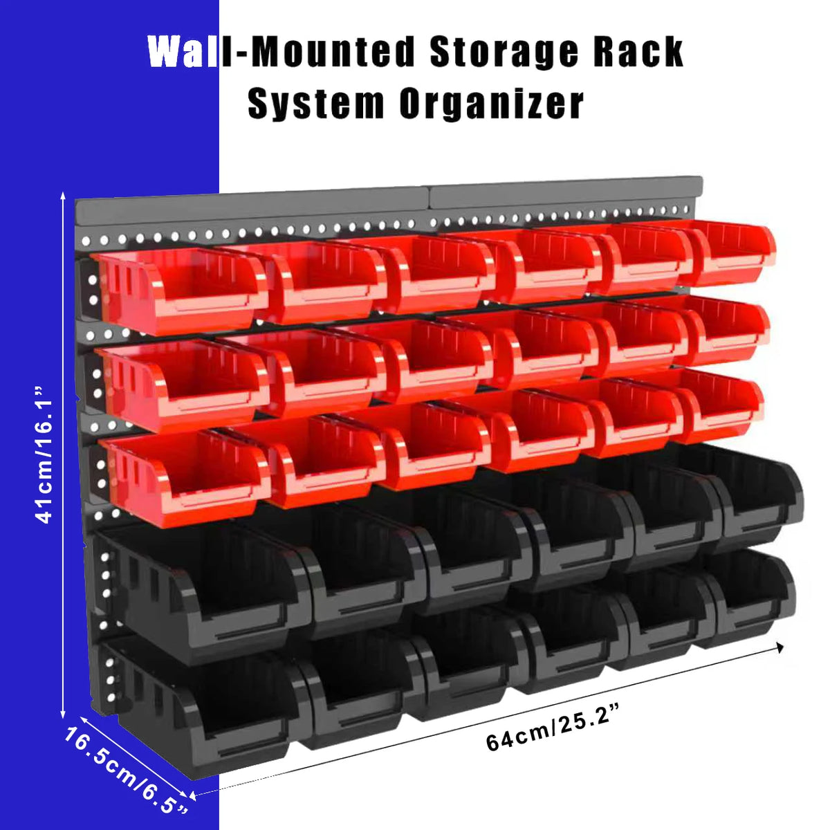 30pcs Wall-Mounted Storage Bins Set Wall-Mounted Storage Rack System Organizer Garage Plastic Shop Tool For Men'S Gift Duty Gara