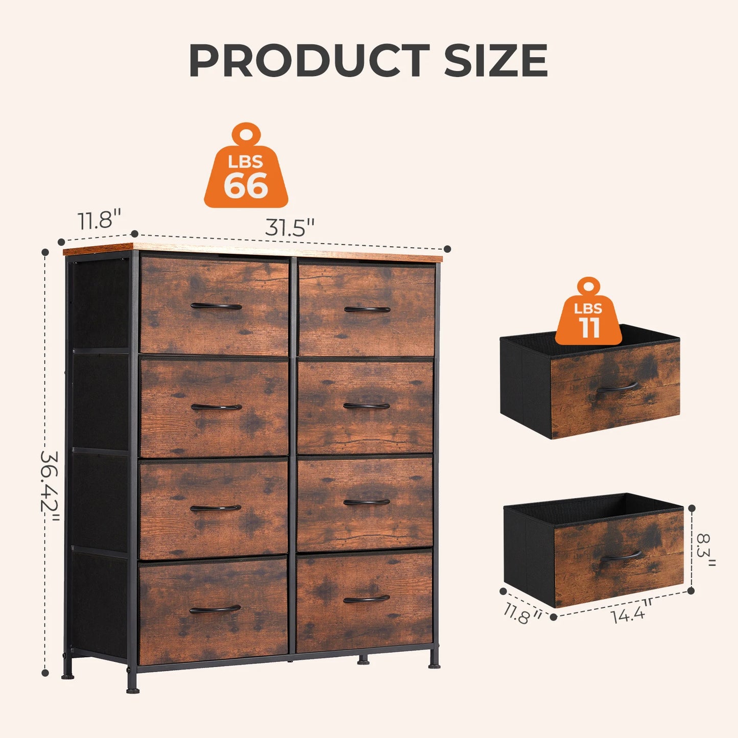 MCQ Fabric 8 Drawers Cabinet For Living Room Beside Nightstand Dresser Tables Storage Closet Chest Clothes Display Furniture