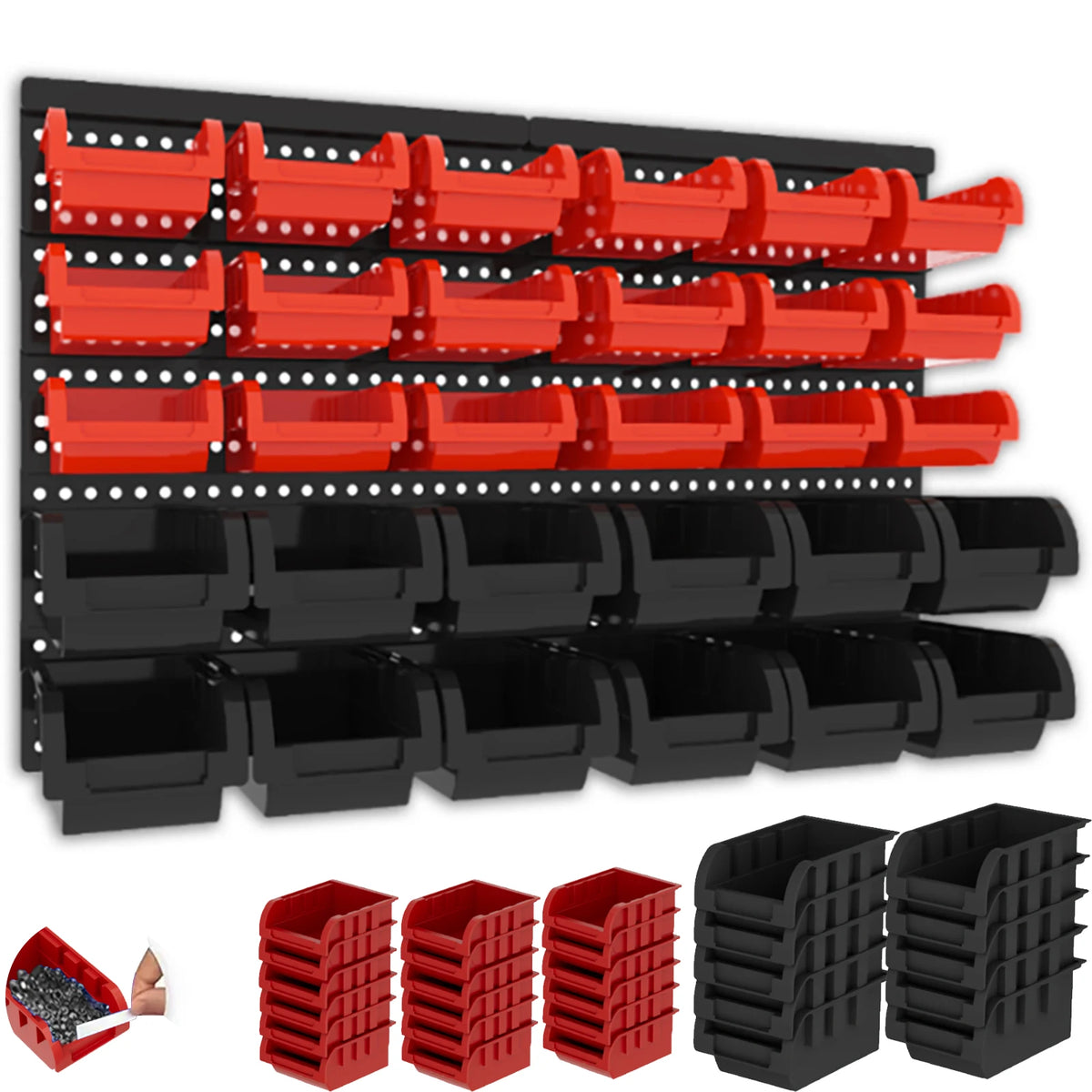 30pcs Wall-Mounted Storage Bins Set Wall-Mounted Storage Rack System Organizer Garage Plastic Shop Tool For Men'S Gift Duty Gara