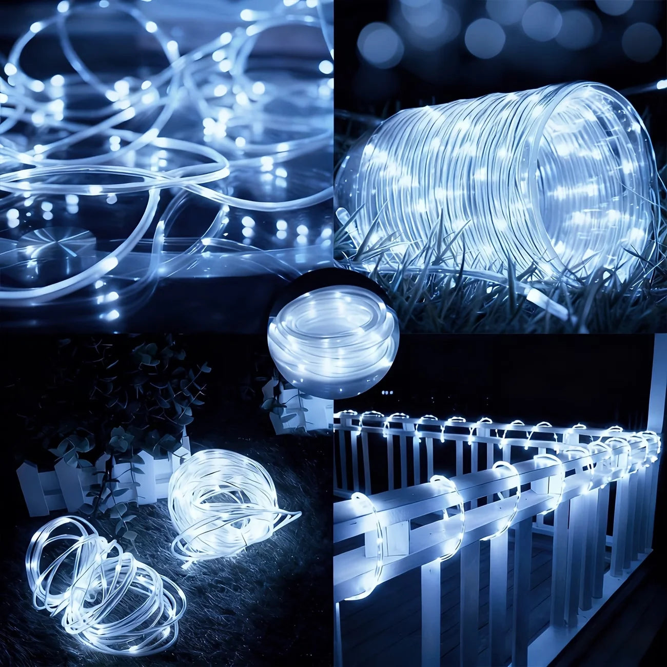 1pc Solar LED Tube Light 100LED Tube Rope String Light 8 Modes with Outdoor PVC Tube Light Solar Fence Light For Home Garden Yard Party Party Decoration