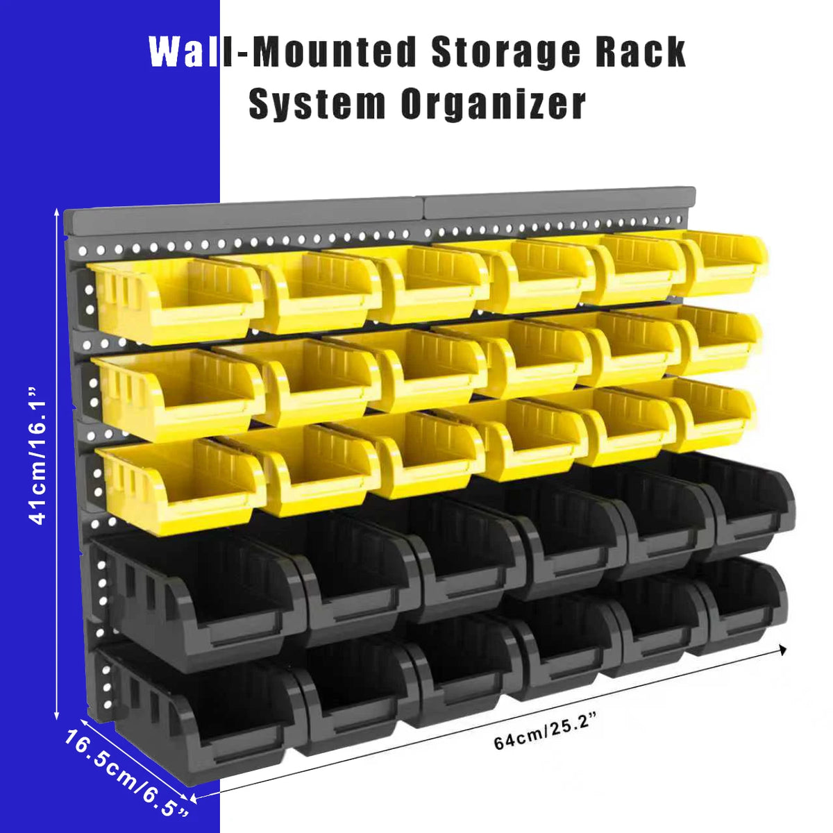 30pcs Wall-Mounted Storage Bins Set Wall-Mounted Storage Rack System Organizer Garage Plastic Shop Tool For Men'S Gift Duty Gara