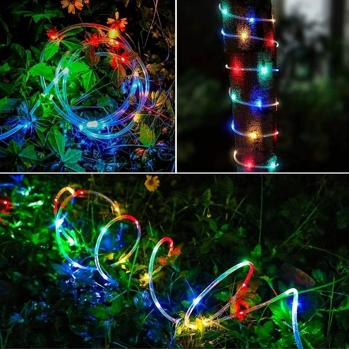 1pc Solar LED Tube Light 100LED Tube Rope String Light 8 Modes with Outdoor PVC Tube Light Solar Fence Light For Home Garden Yard Party Party Decoration