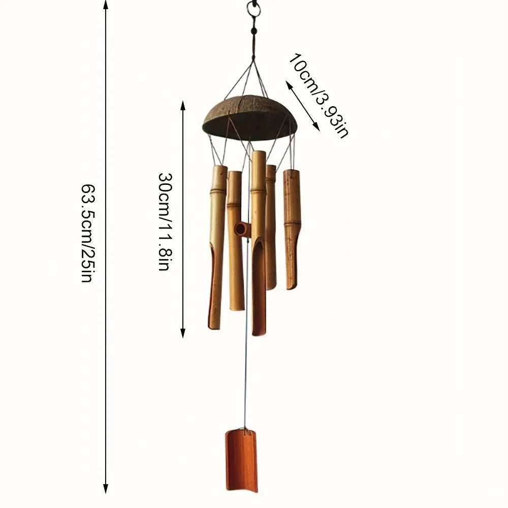63.5cm Garden Bamboo Wind Chimes Living Room Decor Fall Decor, Christmas Halloween Festive Decorations Outdoor Wooden Wind Chime