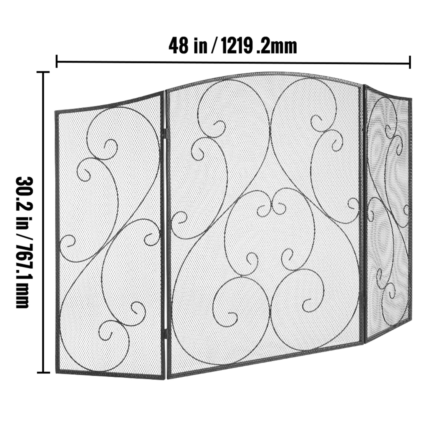 SucceBuy Fireplace Screen 1 Panel with Door Iron 38.98inch(L) x30.7inch(H) Spark Guard Cover For Living Room Home Decor Moder